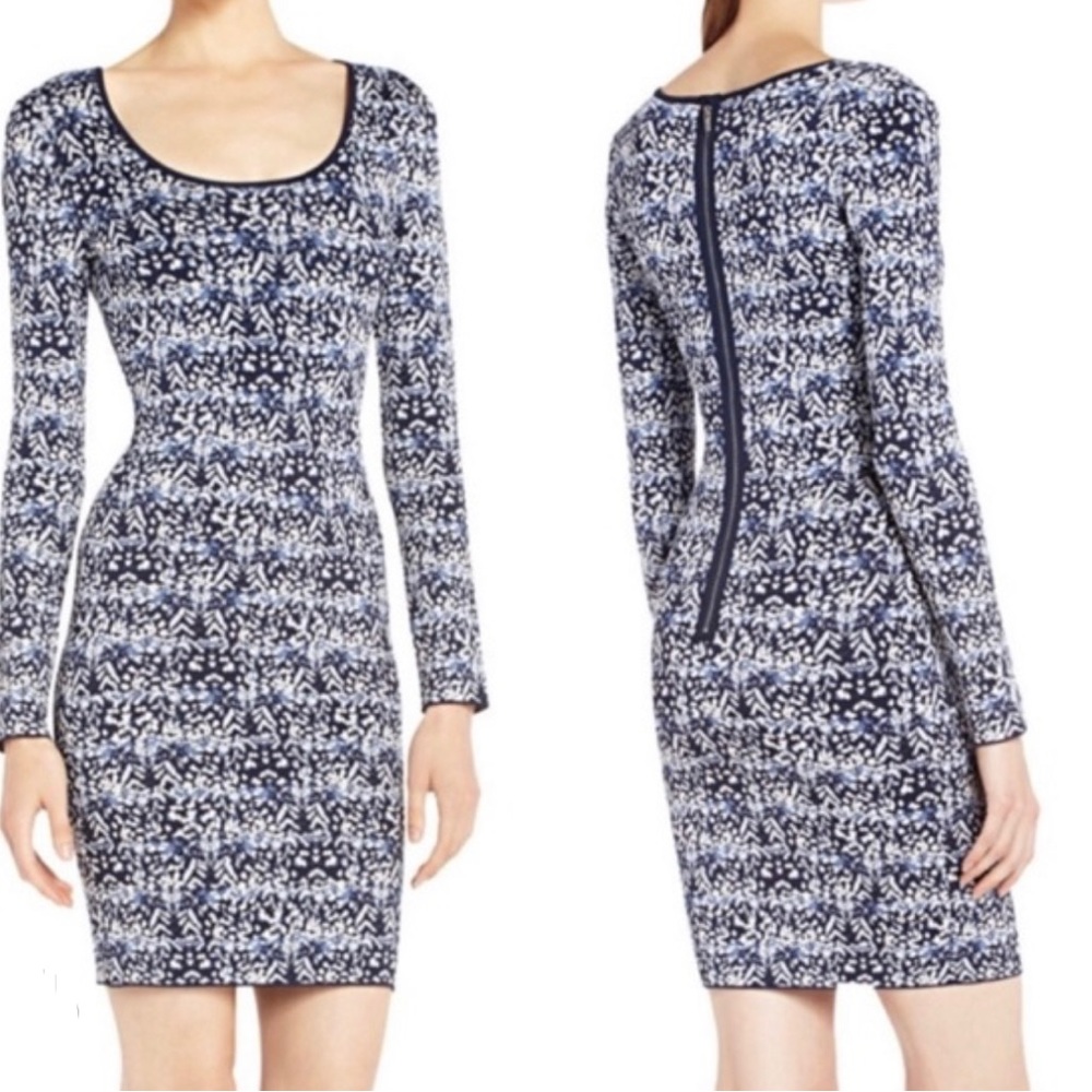 NEW BCBGMAXAZRIA Sheena Feather Print Heavy Knit Dress. Size XS